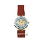 SWATCH Red Ahead automatic cassa plastica cinturino pelle rossa new